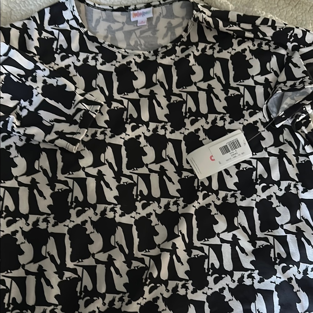 NWT LuLaRoe Irma Black and White Disney Villains top